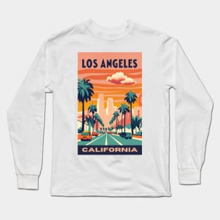 A Vintage Travel Art of Los Angeles - California - US Long Sleeve T-Shirt